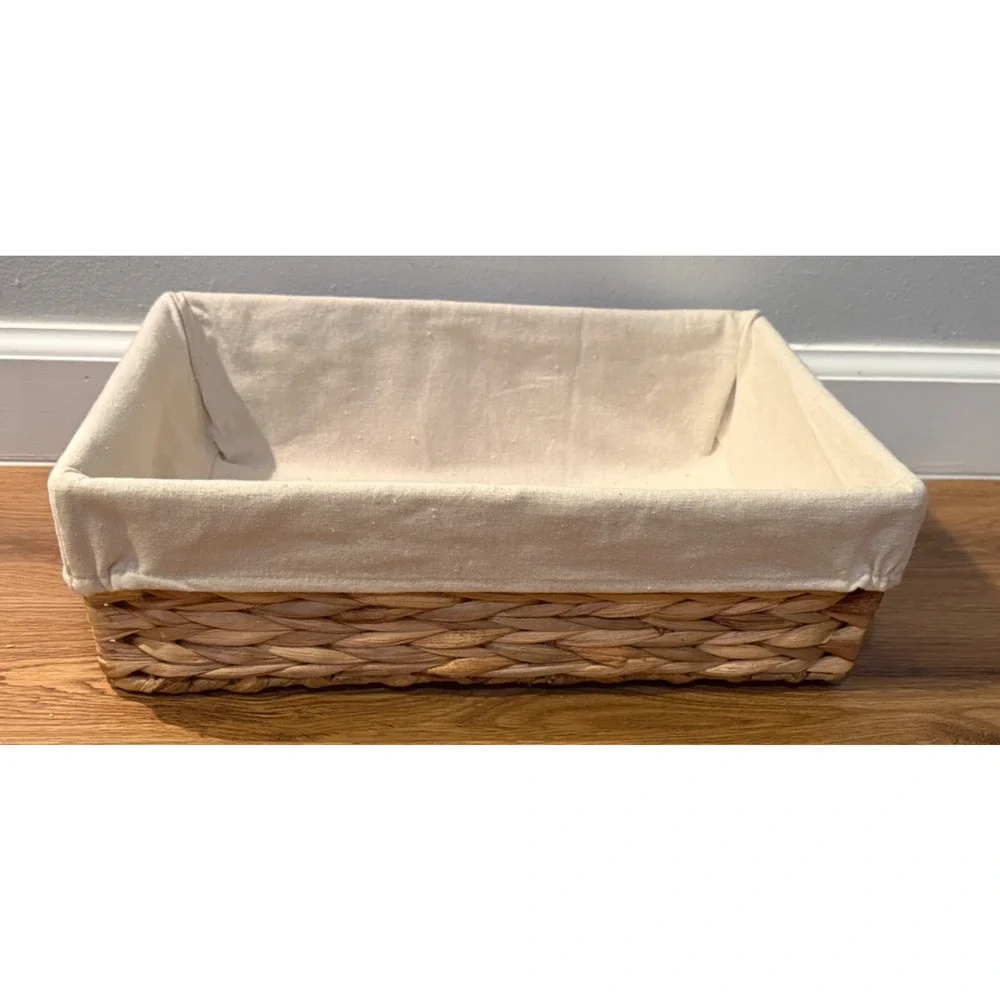 🧺 Basketville VT Wicker Basket Set Paw Print Fabric Liners New Tags